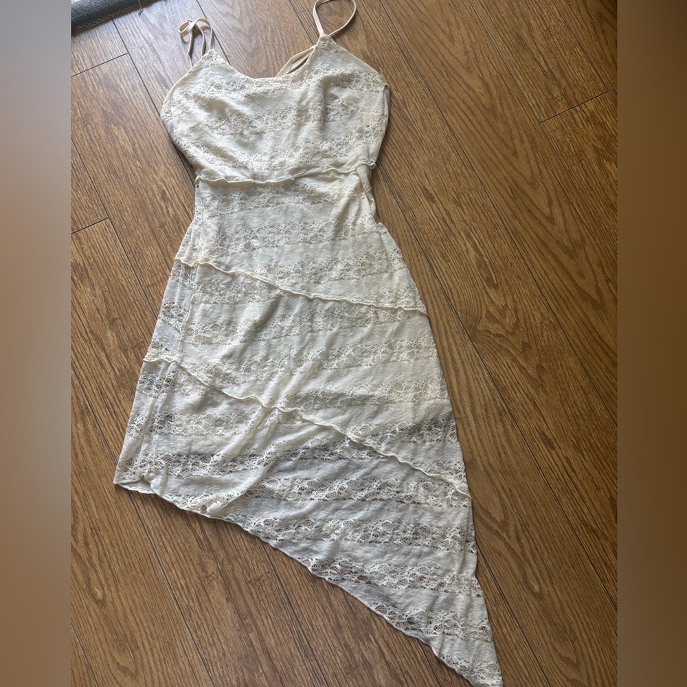 Rebellion Cream Asymmetrical Lace Dress
